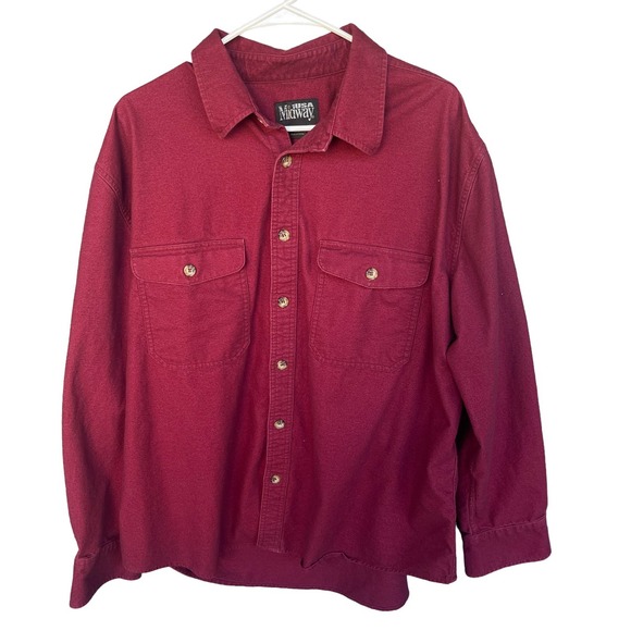 Midway USA Shacket Mens Size 2X XXL Red Button Up Flannel Long Sleeve - Picture 1 of 9